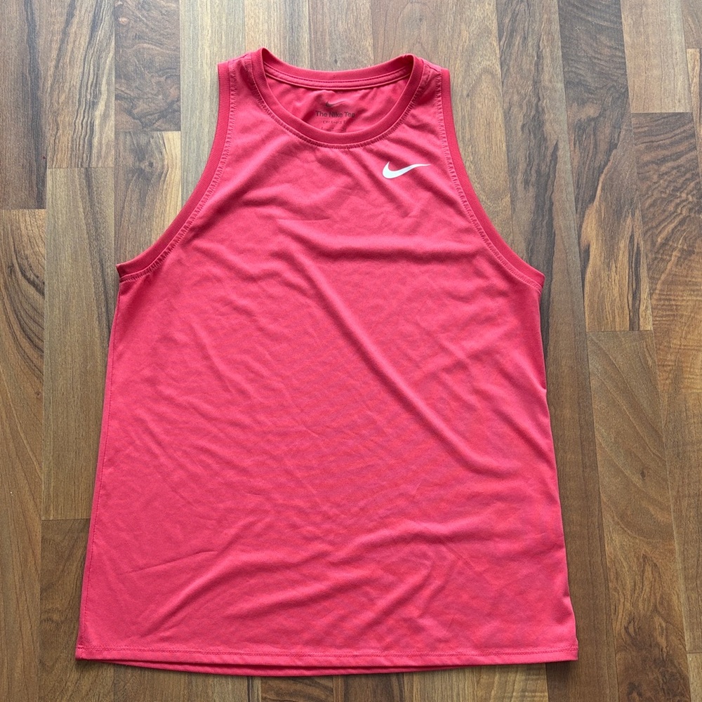Nike Men’s Pink Sleeveless Athletic Tank with White Swoosh